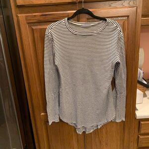 Navy blue & cream, Striped shirt w/ elbow patches